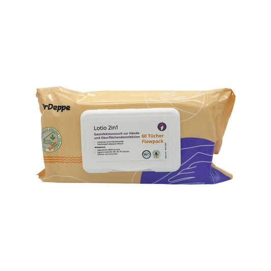 Lotio 2in1 - Desinfektionstücher - Flowpack - 60 Tücher