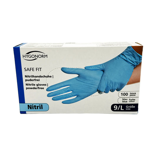 Hygonorm - Safe Fit - Einmalhandschuhe - Nitril Puderfrei in blau