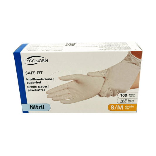 Hygonorm - Safe Fit - Einmalhandschuhe - Nitril Puderfrei in weiß