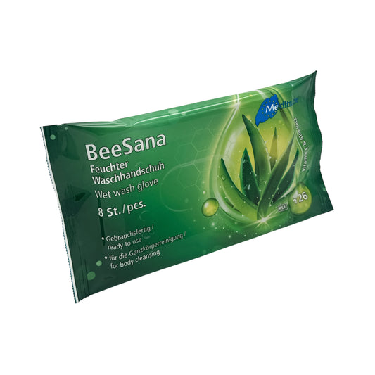 BeeSana® - Feuchter Waschhandschuh - Vitamin E & Aloe Vera - 8 Stück